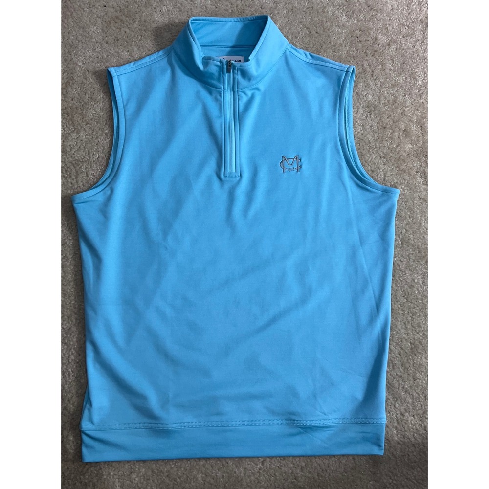 Peter Millar Mens Light Blue 1/4 Zip Golf Vest Performance MC 1918 Logo XLTesirt